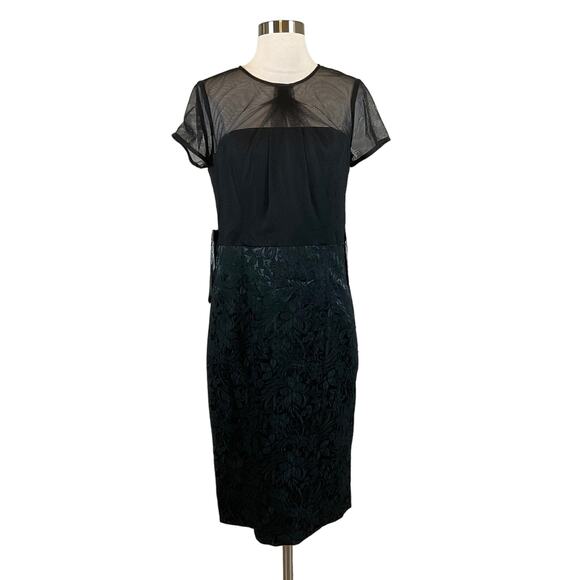 JS Collections Embroidered Lace Midi Sheath Cocktail Dress Black Size 18 - Picture 2 of 11